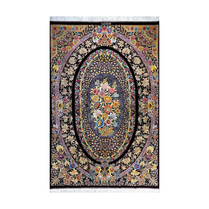 فرش دستباف ابریشمی قم کد 6717