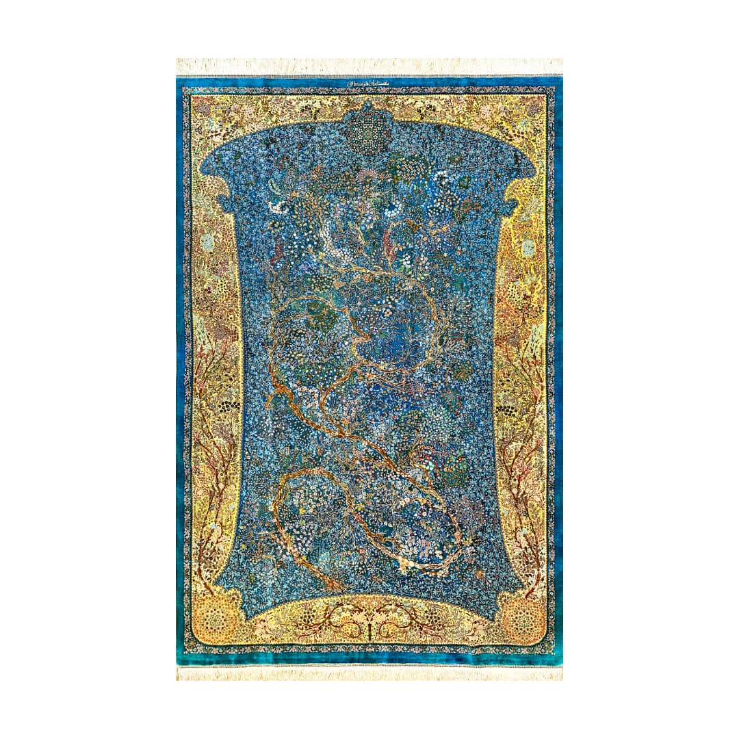 فرش دستباف ابریشمی قم کد 6874