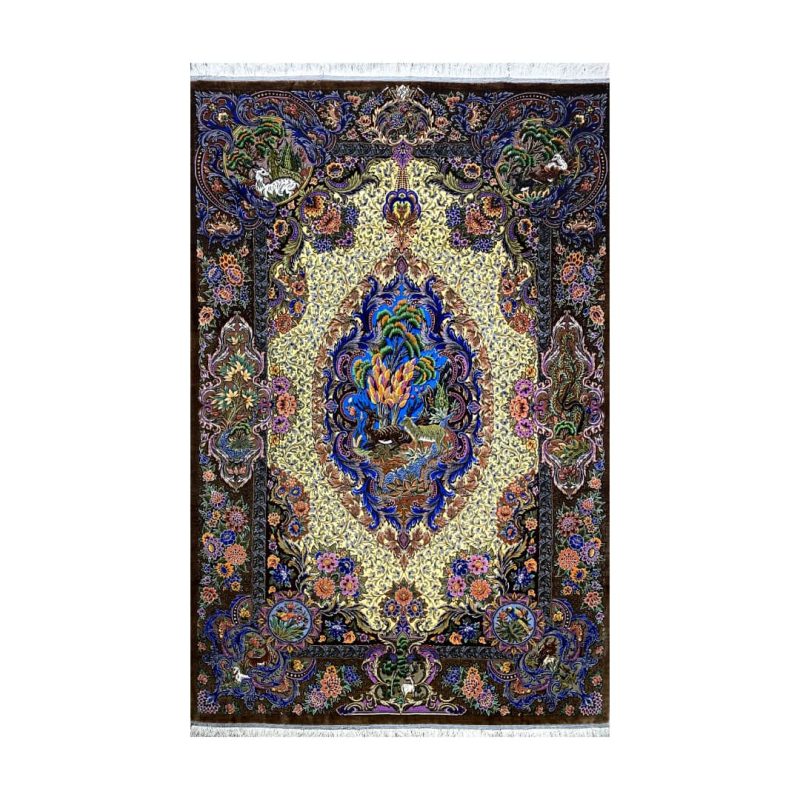 فرش دستباف ابریشمی قم کد 6719