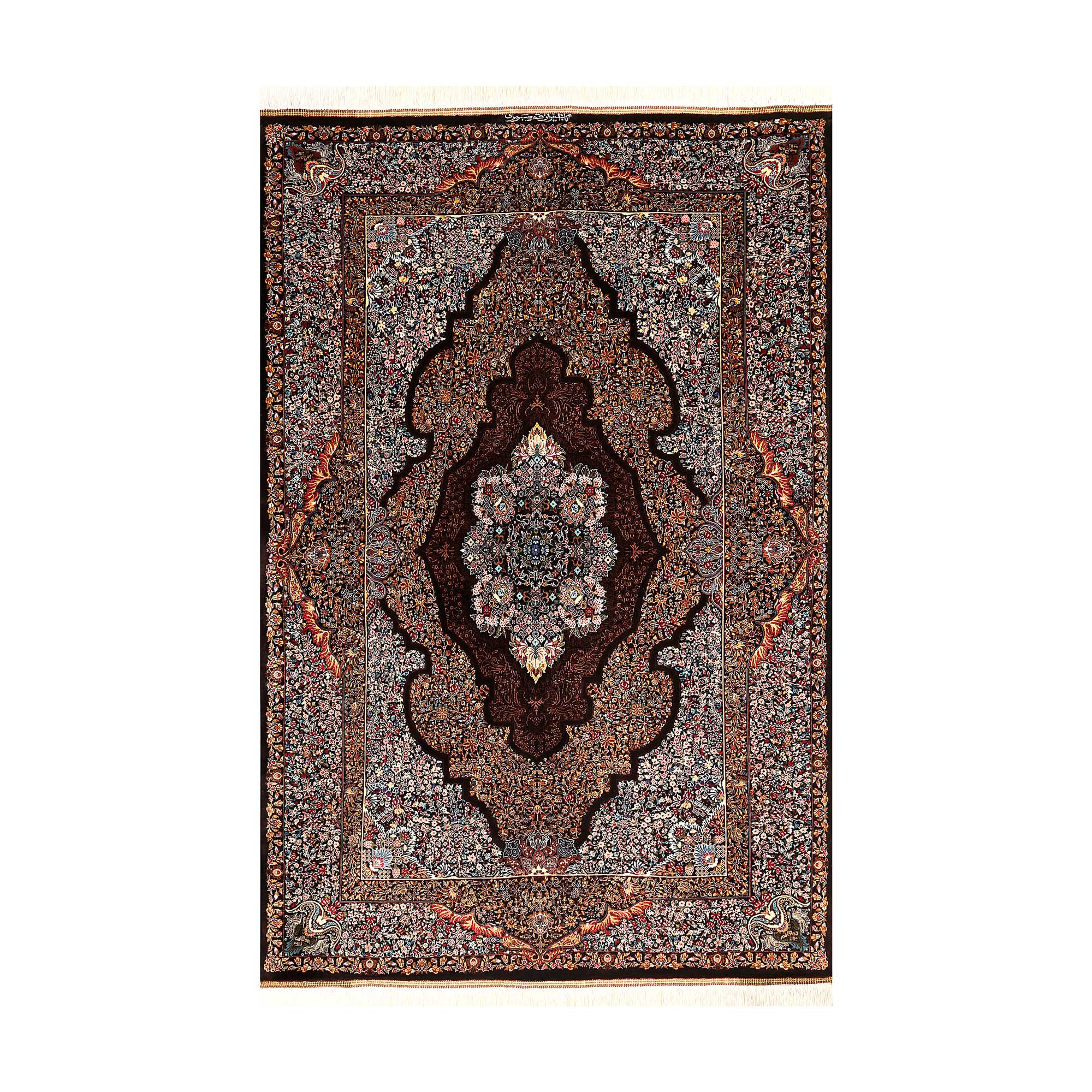 فرش دستباف ابریشمی قم کد 6763